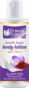 Dravida Organics Body Lotion Doodh Kesar - Moisturisation, Nourished, Radiant, Soft Skin