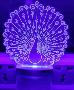 jkart Multicolour 3D Wonderful Peacock Design Night Lamp for Gift/Bedroom/Kids Night Lamp