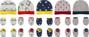 KidBee Supersoft Cotton Booties Mittens and Caps Combo for New Born Baby Boys and Baby Girls (0-3 Months)