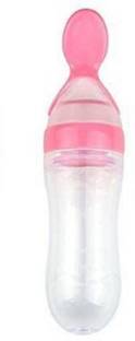 MIGHTY MOTHER Baby Squeeze Spoon Feeder Bottle for Infants - Rice |Vegetable Paste Milk Food In Multi-color  - Silicone
