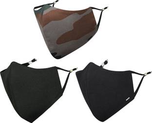 MASQ 4 Layer Protective, 100% Cotton Cloth Face Mask Combo for Men with Ear Loops CamouflageCombo_Large_03 Reusable, Washable Cloth Mask