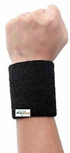 HeadTurners Sweat Wrist Band/Support for Gym & Sports Activities - (1 pcs,Black) Wrist Support