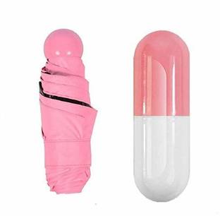 Crafty Ultra Lights and Small Anti-UV Capsule Tablet Umbrella with Case (Multicolour) Umbrella