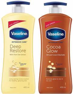 Vaseline Deep Restore and Cocoa Glow Body Lotion ( 2 Pack, 400ml each)