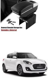 PRTEK Universal Car Armrest Console Storage Box Rotatable Black Leather Center Box A140 Car Armrest