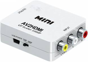microware Mini AV to HDMI Video Converter Box AV2HDMI RCA AV HDMI CVBS to HDMI Adapter for HDTV TV PS3 PS4 PC DVD Xbox Projector (White) Media Streaming Device