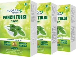 RUDRAA FOREVER PANCH TULSI DROPS 30ml Each FOR Cold, Cough AND FEVER PACK OF 3 Combo offer