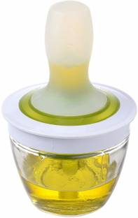 Nilzone Silicone Brush Baking Tools Glass Oil Pot Brush Heat Resisting Kitchen Tool Grill Oil Bottle Brushes Roast Meat Silicone Round Pastry Brush