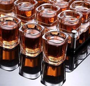 zinble (Pack of 12) Square Shape | 70 ml | Transparent | Wine | Tequila | Vodka | Rum | Gin | Champagne Flute | Brandy | Juice | Scotch | Great for Whisky Brandy Vodka and Tequila Shot | Shot Glass Set | Set of 12 Glass Set Shot Glass