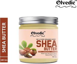Olvedic 100 % Pure Organic Ivory Shea Butter | Raw | Unrefined | African | Great For Face, Skin, Body & Lips 100 GM