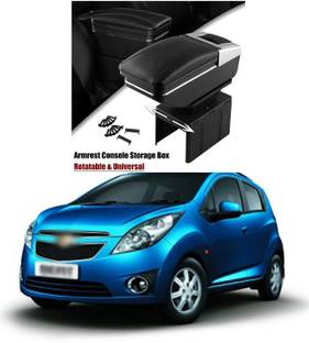PRTEK Universal Car Armrest Console Storage Box Rotatable Black Leather Center Box A6 Car Armrest
