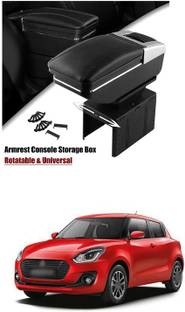 PRTEK Universal Car Armrest Console Storage Box Rotatable Black Leather Center Box A142 Car Armrest