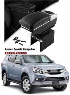 PRTEK Armrest Console Storage Box Rotatable Black Leather Center Box A100 Car Armrest