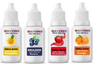 Marvino Emulsion Flavored Color for cakes icecreams pastries whipcreams Jellies Candies pack of 4 Pineapple Liquid Food Essence