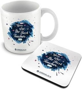 Jhingalala You Are The Best Teacher Printed with Coaster Combo Gift for Teacher, Sir, Madam, Gift for Teacher's Day and Farewell (1377) Ceramic Coffee Mug