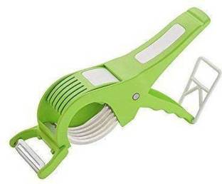 ALL IN ONE green 2 in 1 Veg Cutter Cum Peeler Hand Cutter for Vegetable (Pack of - 1) Straight Peeler (green) Y Shaped Peeler