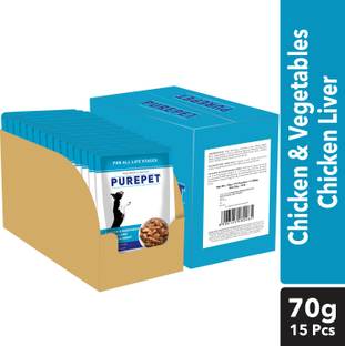 purepet Chunks in gravy(For all life stages) - Real Chicken and Vegetable 1.05 kg (15x0.07 kg) Wet Adult Dog Food