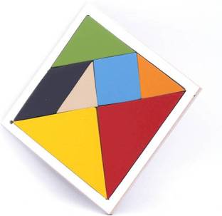 GKids Wooden Fine Quality Tangram 7 Piece Puzzle Square I.Q. Development Game Brain Teaser Intelligent Blocks Educational Toy Good Gift for Kids