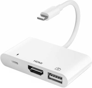 microware  TV-out Cable Lighting to HDMI Adapter, 3 in 1 USB Female OTG Adapter with 1080P Digital AV HDMI Adapter + Charging Splitter for Phone 11 Pro X 8 7, Support USB Flash Drive, MIDI Keyboard, Mouse, Ethernet Adapter