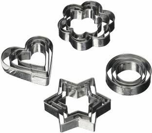 SWISS WONDER IIV®-898-12 Pices Cookies Cutter in Heart, Star, Circle, and Flower Shapes Cookie Cutter