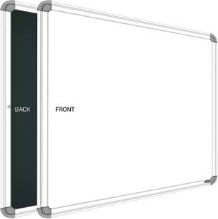 SRIRATNA Non Magnetic 1.5 X 2 feet Glossy White Board, One Side White Board Marker and Reverse Side Green Chalk Board Surface Whiteboards