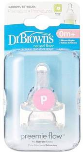 Dr. Brown's Preemie Flow Silicone Options Narrow Neck Nipple C (Pack of 2, White) Preemie Flow Nipple