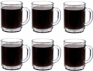 MD Retail Glass Coffee , Tea Cups , Ice Cream Cups - Set of 6 (Coffee Cups 250 ml) Hot Cold Drinks Borosilicate Glass Set of 6 Transparent Crystal Clear Tea And Coffee Cup With Non Slip Handle Lead Free coffee mugs for women a mug men gift microwavable microwave safe green tea morning glass cup Glass Coffee Mug