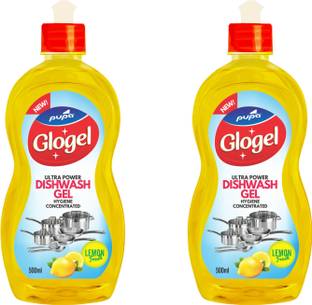 pupa Glogel Dishwash - Lemon Flavour 500ml Pack of 2 Dish Cleaning Gel