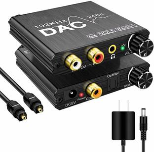 माइक्रोवेयर 192KHz Digital to Analog Audio Converter with Bass and Volume Adjustment, Digital SPDIF/Optical/Toslink/Coaxial to Analog Stereo L/R RCA and 3.5mm Jack Converter for PS4 DVD TV Home Cinema मीडिया स्ट्रीमिंग डिवाइस