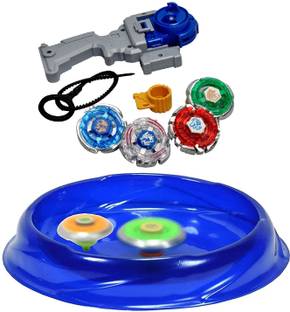 Authfort New Beyblades 8-in-2 Metal Fighter Fury with Fight Ring and Handle Launcher for Kids combo 2 pack