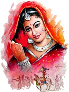 Sahaj Décor 46 cm Rajwada Princess With Red Saree Magnetic Sticker