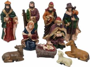 MEventos Christmas Crib Nativity set , Holy Family with baby Jesus Separate Pieces 10 cm Pack of 10