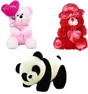 maurya teddy Maurya soft toy so cute very loveable Balloon teddy and red cap teddy small panda ( 30 cm, multi)  - 30 cm