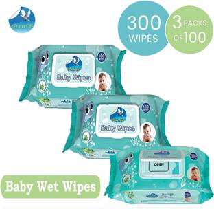 GLIDER BabyWipes|100 Pcs/Pack|Soft and Thick | Aloe Vera & Vitamins(Pack of 3) 300Wipes