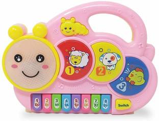TUKAMCHA Caterpillar Flashing Drum Piano Musical Toys for Babies and Kids