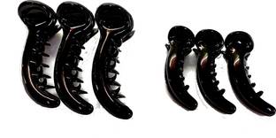 S Mark Smark Fashion Women's Plastic Banana (Big, Medium) Glossy Finish Hair Clutcher (Black) Pack Of 6 Banana Clip