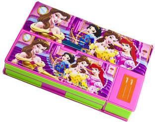 Haulsale JUMBO MUTLIPURPOSE PRINTED DOUBLE DECK GADGET PENCIL BOX, MAGNETIC DUAL SIDE BUTTON OPERATED SPACIOUS PENCIL BOX/ART PLASTIC JUMBO PLASTIC PENCIL BOX MUTLIPURPOSE PRINTED DOUBLE DECK GADGET PENCIL BOX Art Plastic Pencil Box
