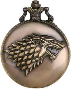Jouet Game of Throne Direwolf Pocket Watch GMTRNWRDRKYCHN Zinc Zinc Alloy Pocket Watch Chain