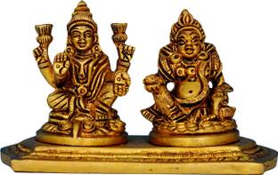 Raj Bharatham Lakshmi Kubera - Brass Statue Help to Stay Money Decorative Showpiece  -  8 cm