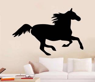 GLOBAL GRAPHICS 87 cm Black running horse decal wall sticker for decorate home (pvc vinyl ) Self Adhesive Sticker