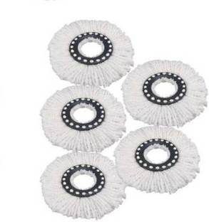 AMAZEE Microfiber Mop Head Replace Refill Replacement Cloth Easy Washing Magic Mops 360 Degree Rotating Mop Head Wipes (Pack of 5), (White) Refill