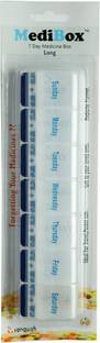 MediBox 7 Days Long Pill Storage Box with Snap Lids, To avoid Forgetting of Taking Medicine on time (Pack of 1) Pill Box