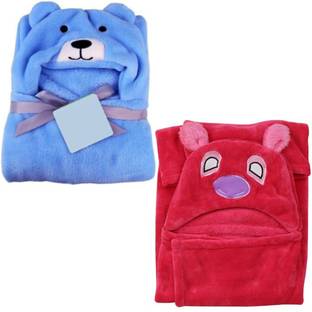 BRANDONN Printed Single Hooded Baby Blanket for  Mild Winter