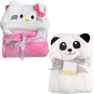 BRANDONN Printed Single Hooded Baby Blanket for  Mild Winter
