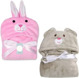BRANDONN Printed Single Hooded Baby Blanket for  Mild Winter