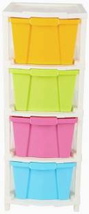 NMS TRADERS Multipurpose 4 Layer( Medium Size ) Utility Plastic Free Standing Chest of Drawers