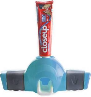 SEASPIRIT Magic Toothpaste Dispenser with Toothbrush Holder - Automatic Push Toothpaste Squeezer/Dispenser Plastic Toothbrush Holder