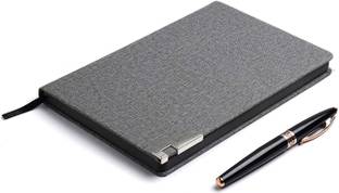 PAPERLLA Diary /Notebook in Grey - Vintage Faux Leather A5 Travel Journal to Do List Planner Diary for Business, Proffessional for Office Going Men and Women with Pen. A5 Note Book RULED 180 Pages