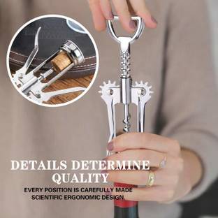 Shop Stoppers Stainless Steel Metal Wine Corkscrew Bottle Beer Cap Opener for Home Bar Bottle Opener