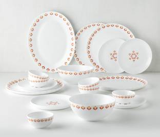 Larah by Borosil Pack of 21 Opalware Gardenia Dinner Set